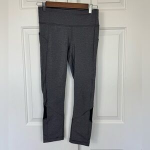 Lululemon Leggings Women’s Size 4 Pace Rival Crop Tight Heathered Gray‎ Black